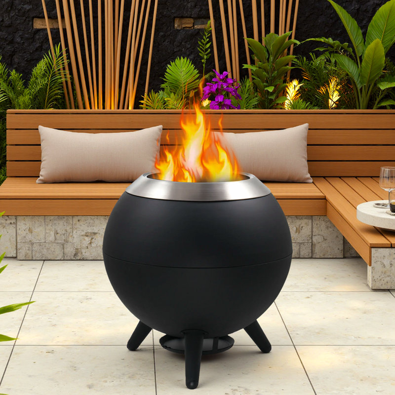 Foyer sans fumée de 26 pouces, foyer extérieur en acier inoxydable pour l'extérieur, barbecue portatif au bois