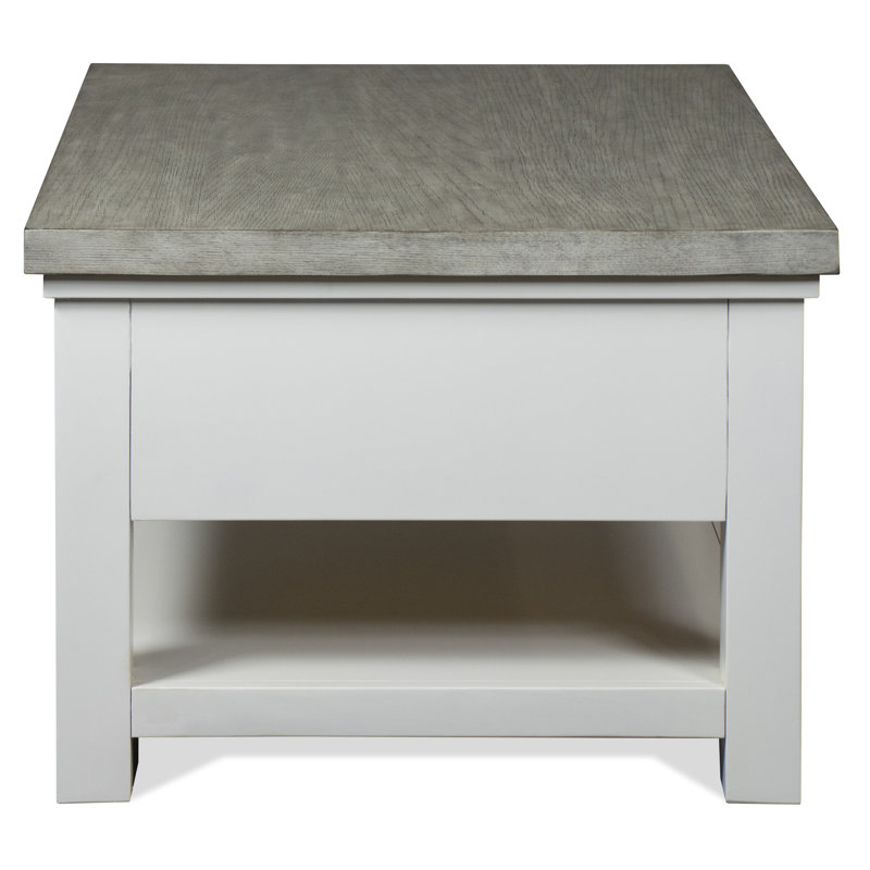 Cora Gray and White Oak Rectangular Coffee Table with Storage