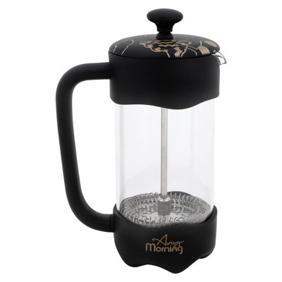 Cafetière 11 oz en verre borosilicaté avec filtre à 3 couches en acier inoxydable et poignée résistante à la chaleur