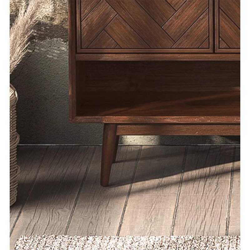 Armoire à chaussures en bois massif de style nordique à chevrons bruns, H 43,31 po x l 55,12 po x P 15,75 po