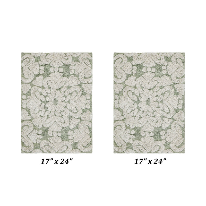Chemash Premium 100% Cotton 1885 GSM 2-Piece Bath Rug Set, OEKO-TEX® Certified, Non-Slip Spray Latex Backing, Plush Tufted Bath Mats for Sink, Vanity & Powder Room, Super Absorbent, Machine Washable, Sage