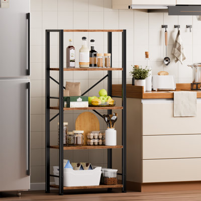 Tall Wide Industrial Open Bookcase, Storage Display Shelves, Book Shelf Organizer Unit for Living Room Home Office Bedroom