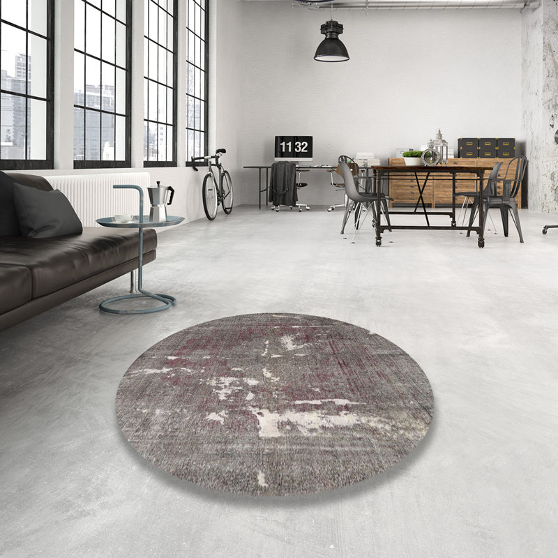Tapis gris/brun clair traditionnel Paseo, Rond 3 pi