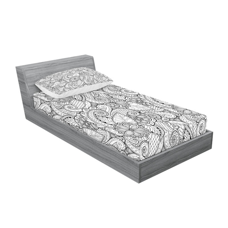 Drap-housse et taie décorative Ambesonne, Ensemble de draps pour lit simple + 3 pièces supp