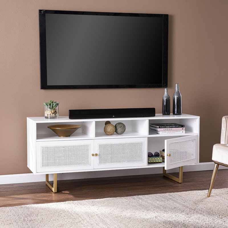 Cabinet multimédia avec rangement Mursley, 24,5 po H x 60 po L x 17 po l, Blanc