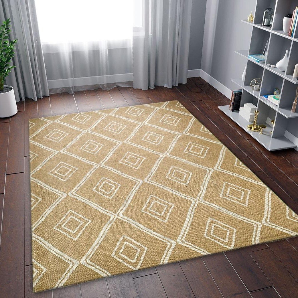 Flachgewebe-Teppich Cueto aus Baumwolle in Beige