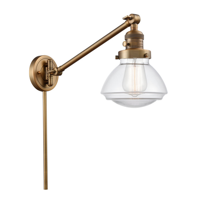 Lampe murale avec bras pivotant 1 lumière Chesterville, Laiton brossé, Incandescent, Transparent