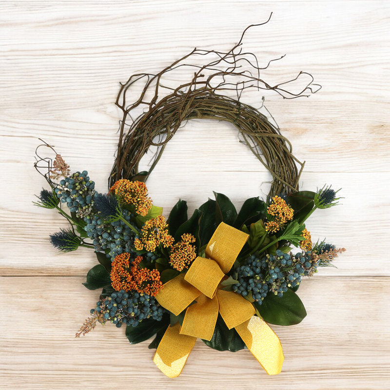 Pumpkin Spice & Everything Nice 32" Fall Wreath with Berry, Thistle, Queen Anne's Lace and Magnolia