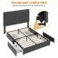 Base de lit pleine grandeur avec 4 tiroirs de rangement, base de lit plateforme avec support de lattes en bois robuste, aucun sommier requis, antidérapant et silencieux-1702305808
