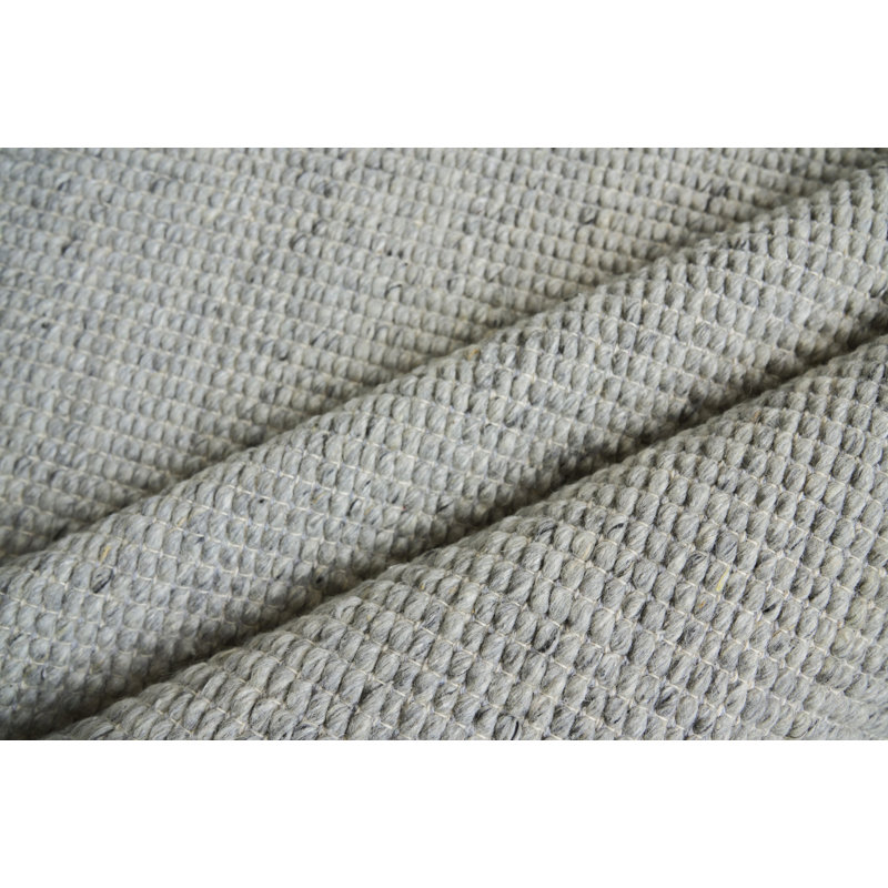Hesse Hand-Loomed Polyester/Cotton Light Silver Area Rug, Rectangle 16' x 21'