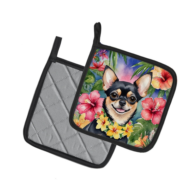 Caroline's Treasures Luau Party Floral Polyester Potholder Set