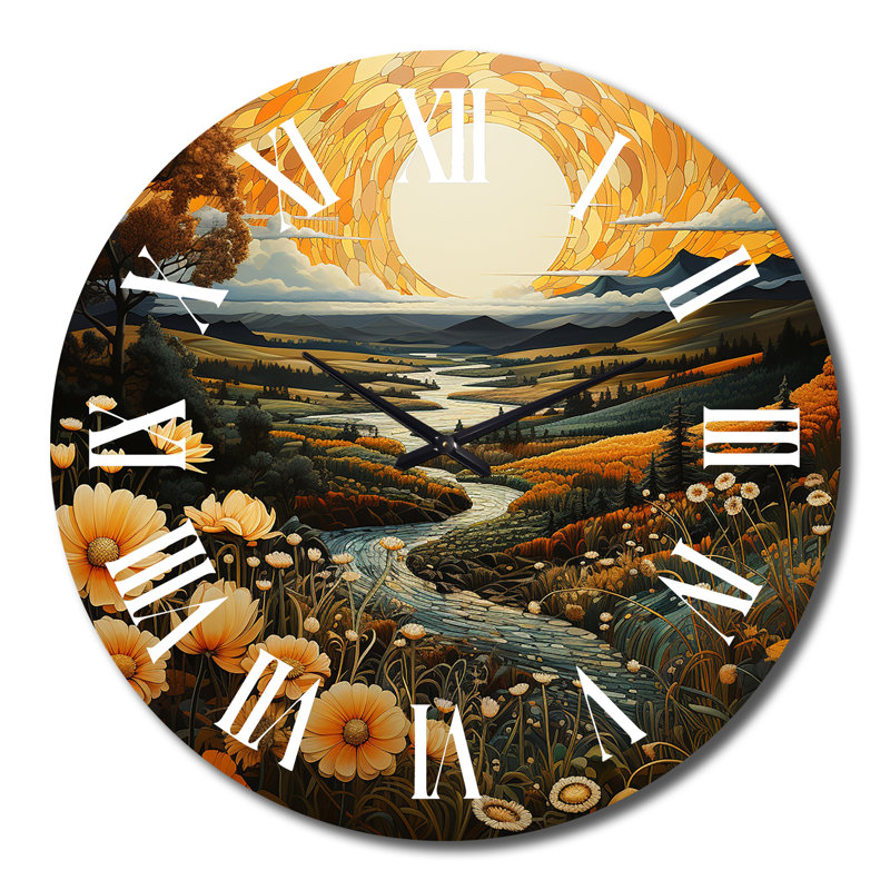 Horloge murale Pairies Serenity Pointillism II - Paysages, Grand