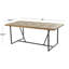 Table de salle à manger en bois sculpté à motif géométrique brun avec base en métal noir