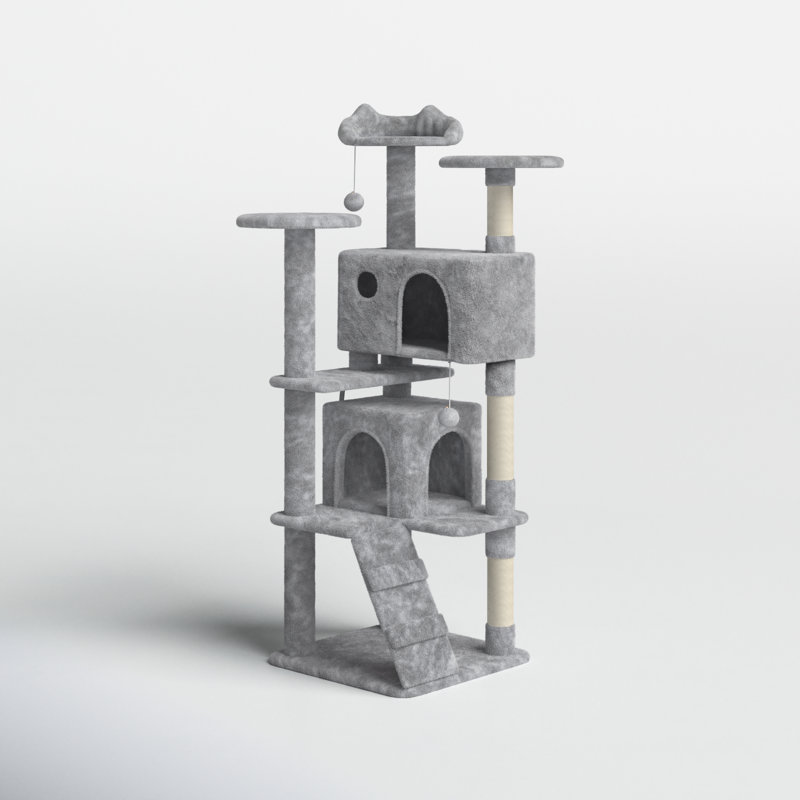 Arbre à chat 61,5 po Dagenham, Gris clair, H 62 po x l 19,5 po x P 19,5 po