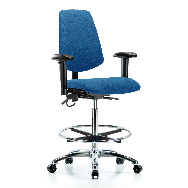 Drafting Chair, Blue, Casters, Not Included