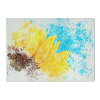 Tempered Glass Sunflower at the End of Summer Chopping Board