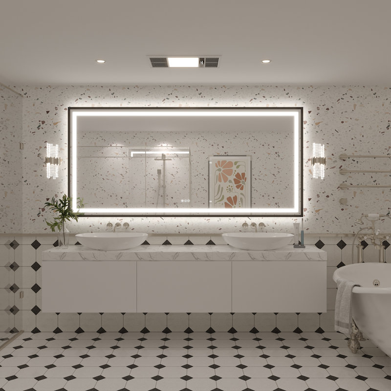 Miroir de salle de bain Molly Framelss, 77 po x 36 po, Noir