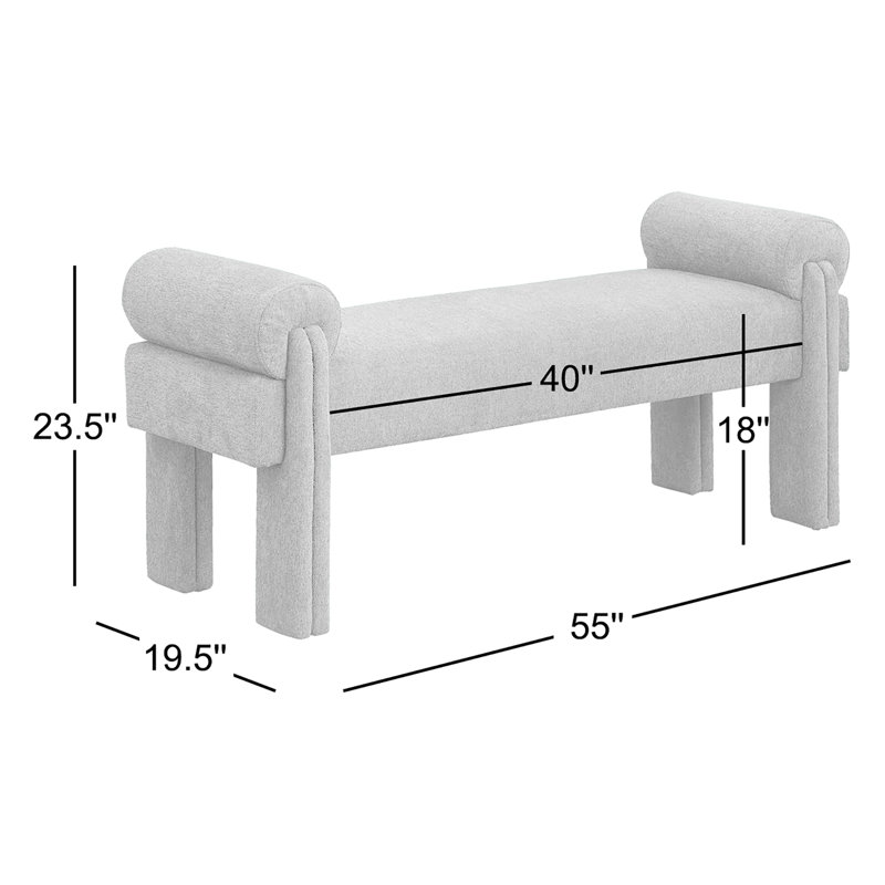 Banc rembourré Stefano, Tissu en polyester beige