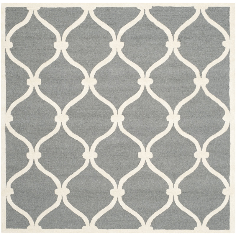 Cannen Hand Tufted Wool Geometric Rug, Square 6'
