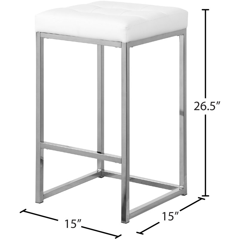 Tabouret de comptoir 26,5 po Sadler, Chrome, Blanc
