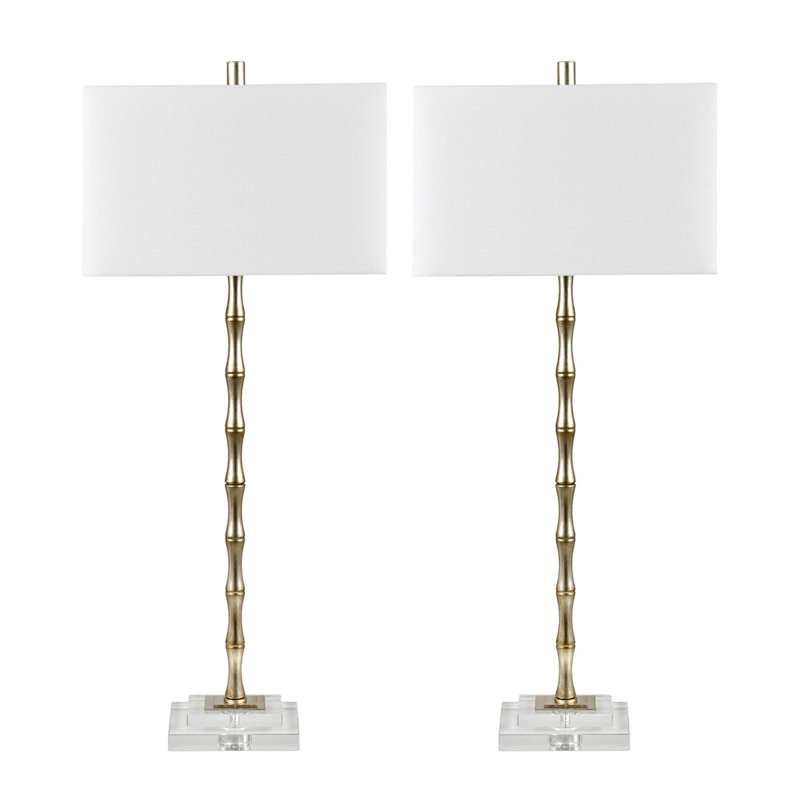 38.5" Metal Table Lamp With White Shade