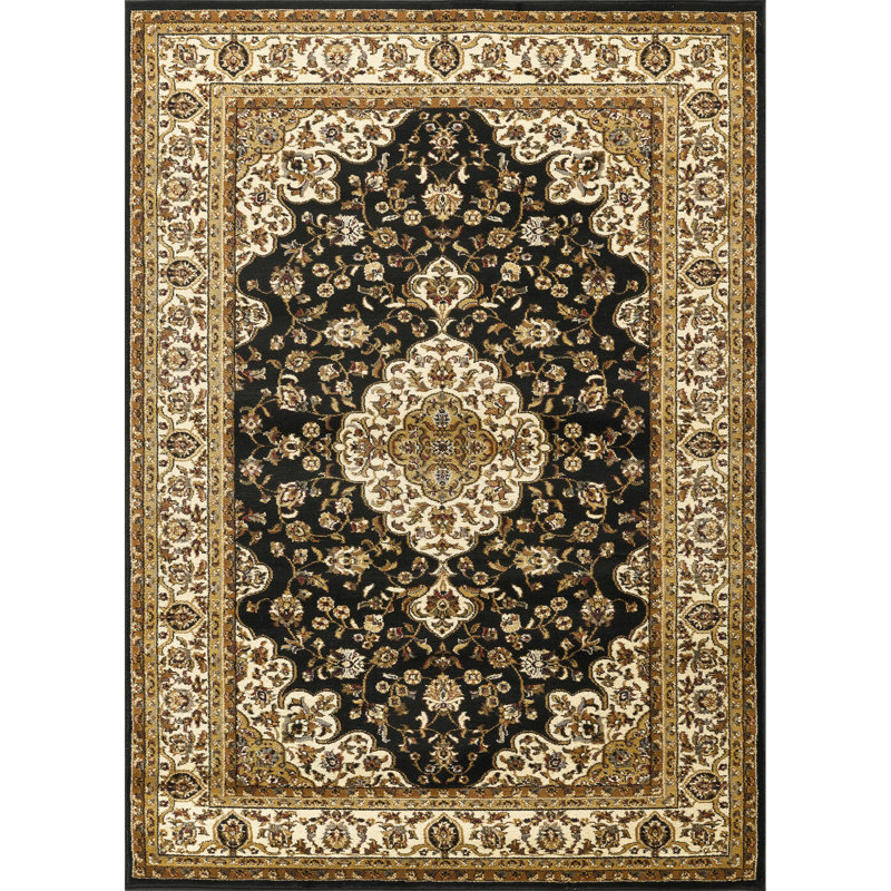 Classic GC_VIN5003 Black 5 Ft. 3 In. X 7 Ft. 3 In. Area Rug, Rectangle 5'3" x 7'3", Black