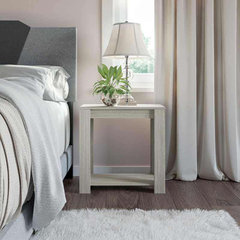 Boyd Sleep Brisbane Open Storage Nightstand, Low Profile End Table, Gray