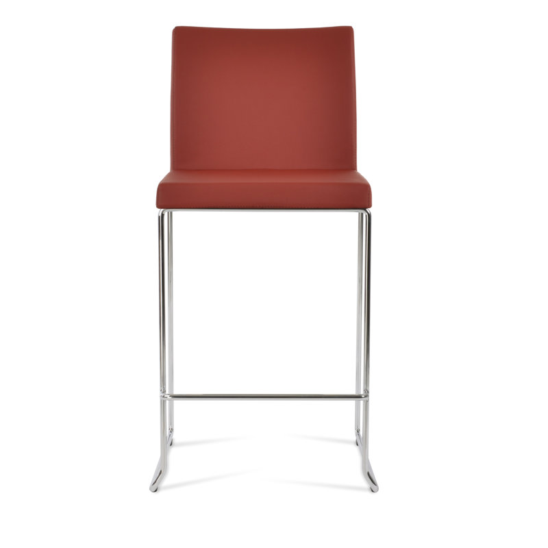 Tabouret de bar et de comptoir empilable Aria, Chrome, Tabouret de comptoir (siège d'une hauteur de 24 p, Rouge foncé PPM