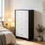 Commode haute à 5 tiroirs, 119 cm (47 po), contraste brun et blanc