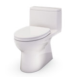 TOTO Redington One-Piece Elongated 1.28 GPF WASHLET+ and Auto Flush Ready Universal Height Toilet with CEFIONTECT and SS124 SoftClose Seat, Bone - MS672124CEFG#03