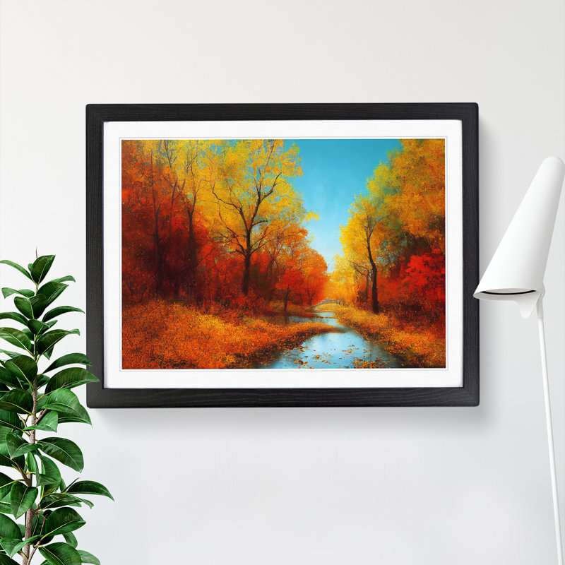 Autumn Forest Beauty - Single Picture Frame Print, Black , 34cm H x 46cm W