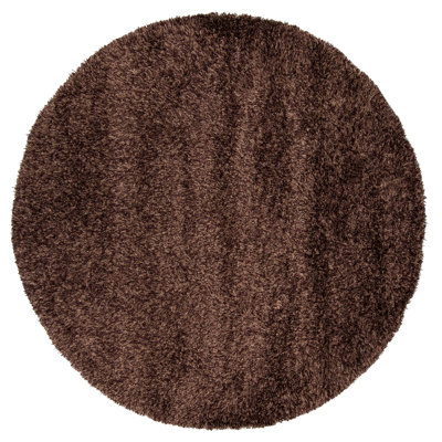 Rogalski Rust & Brown Hand-Woven Wool Long Shag Area Rug