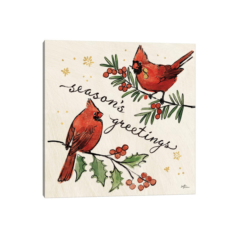 Christmas Lovebirds X 1 Piece Wrapped Canvas Painting, 93.98 cm H x 93.98 cm W x 1.91 cm D