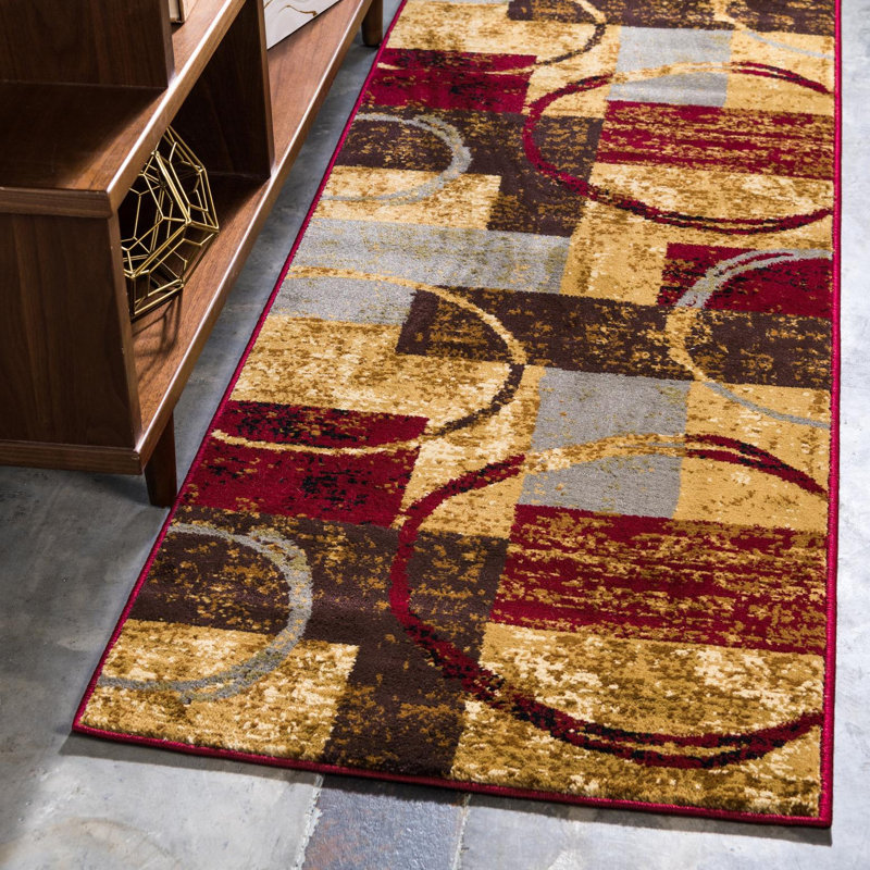 Tapis multicolore à motif géométrique Adetomiwa, Tapis de couloir 2 pi x 8 pi