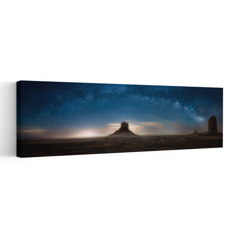 «Milky Way Desert Night», art dramatique, paysage abstrait, mystique, nature, H 12 po x l 36 po