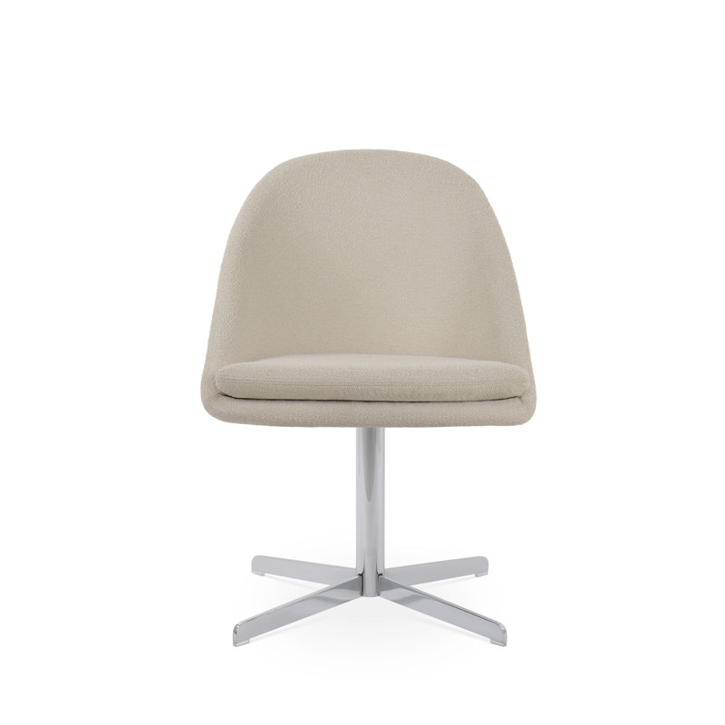 Chaise d'appoint pivotante 4 étoiles Avanos, Blanc cassé, Chrome