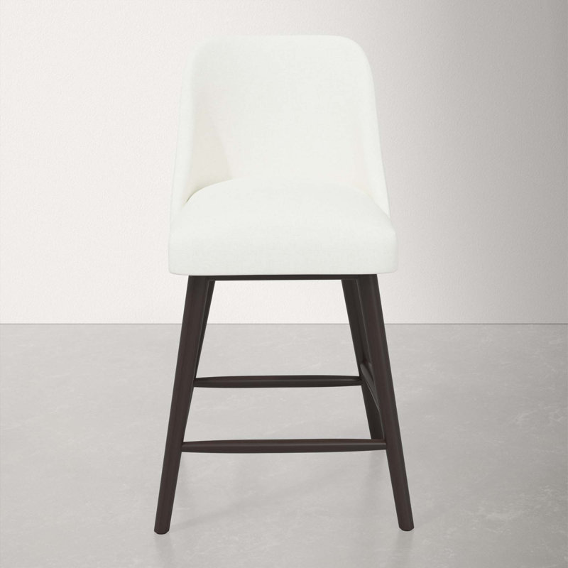Tabouret Gallie, Espresso, Tabouret de comptoir (siège d'une hauteur de 27 p, Lin blanc texturé Zuma