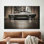 «Classic American Car», reproduction d'art sur toile: Ford Mustang, conception en verre trempé, or 1P