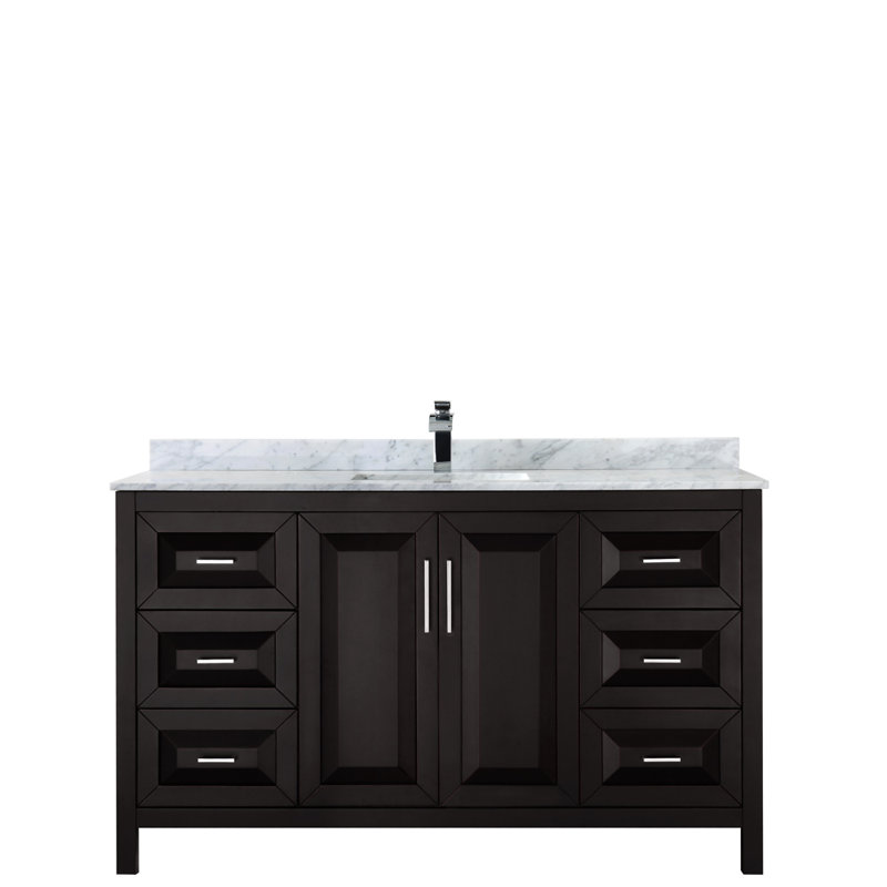 Daria 60" Single Bathroom Vanity Set, White, Polished Chrome, 60"