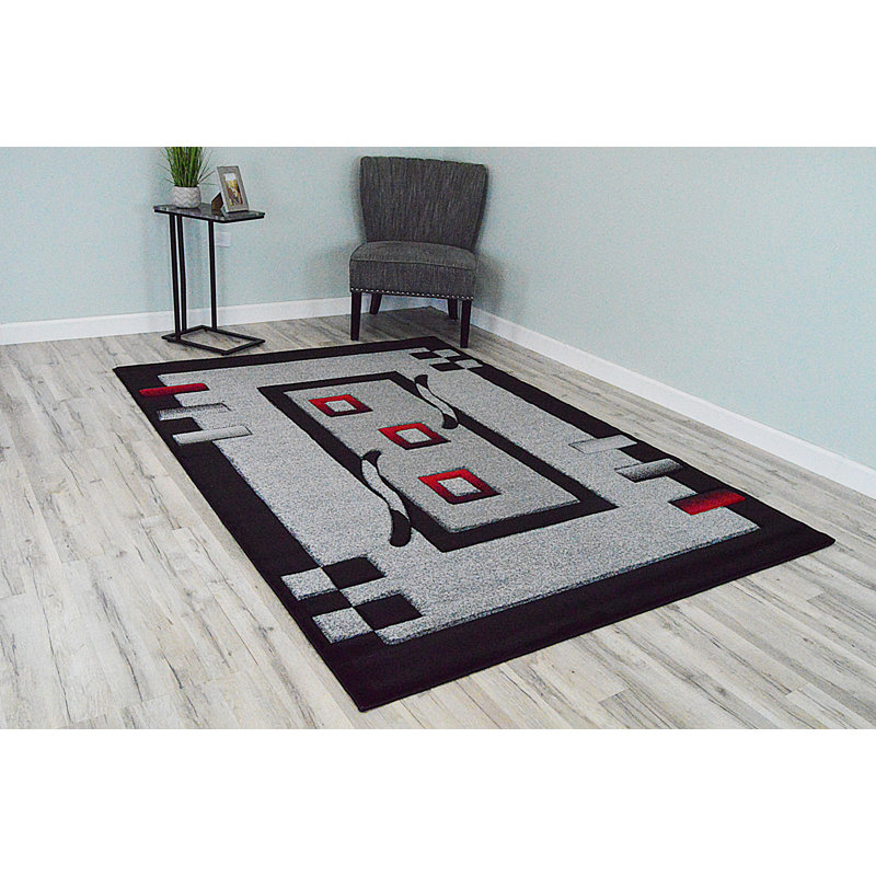 Tapis gris / noir Mccampbell Southwestern, Rectangle 6 pi 6 po x 9 pi 2 po