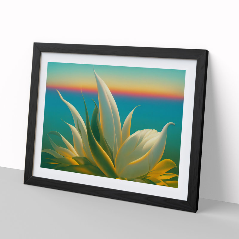 Timeless Tropical Flowers - Single Picture Frame Painting, Black, 46cm H x 64cm W x 2cm D