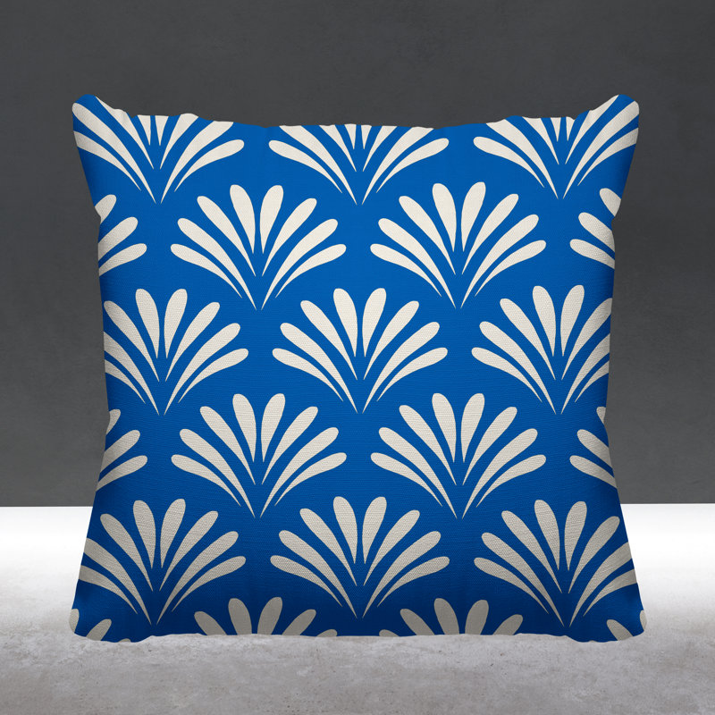 Coussin décoratif intérieur / extérieur Flower Burst, Bleu, H 19 po x l 19 po, Carré
