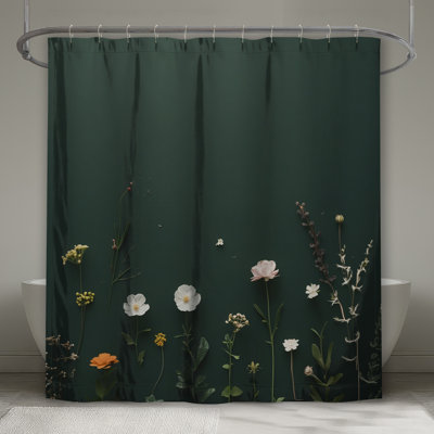 Rideaux de douche assortis à motif de fleurs sauvages très long