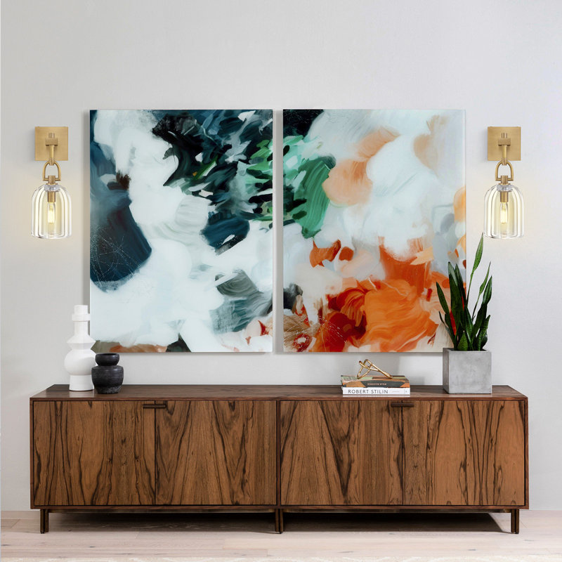Applique murale moderne en laiton 1 lumière à intensité variable avec cloche en verre transparent, Laiton