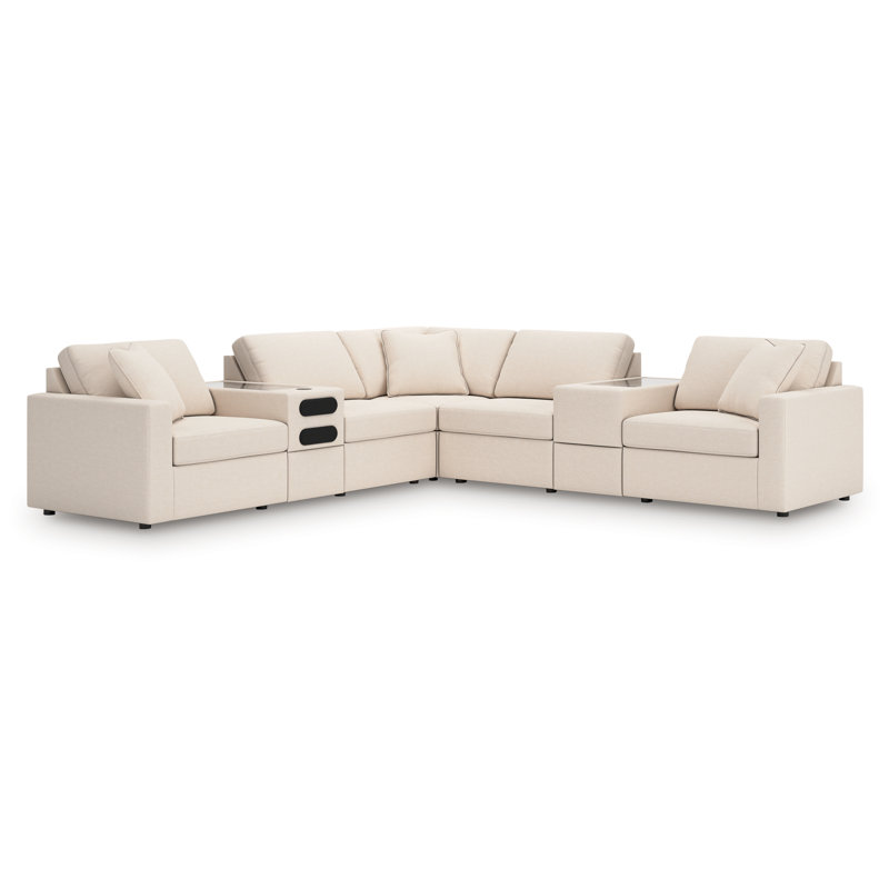 Canapé modulaire équilibré 7 pièces avec audio et consoles de rangement Modmax