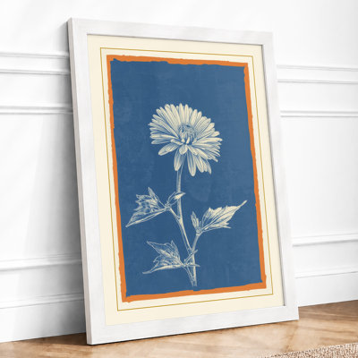 Daisy in Blueprint Botanical - Framed Print