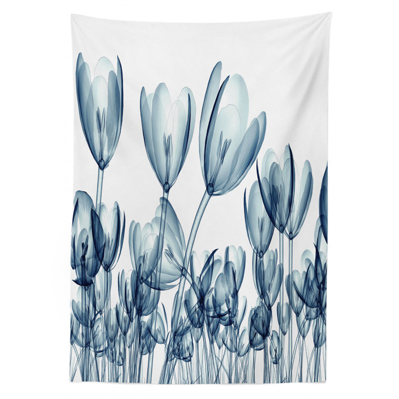 Bunch of Different Size Flowers Tablecloth, 90" L x 60" W