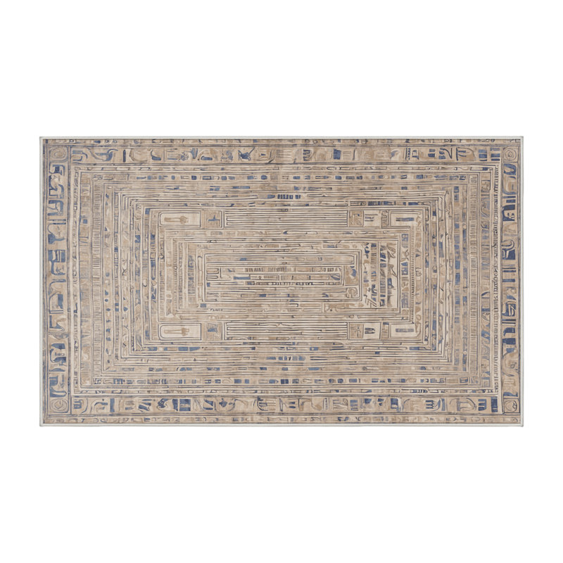 Machine Washable Beige Area Rug, Rectangle 2' x 3'