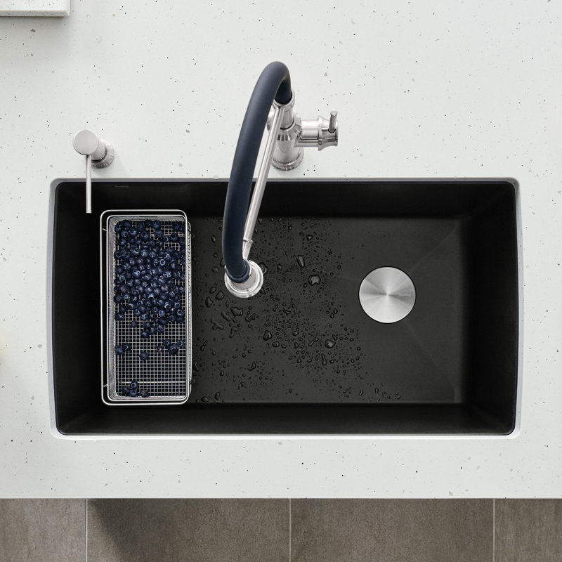 Diamond SILGRANIT 33.5" L x 18.5" W Super Single Undermount Kitchen Sink, Anthracite