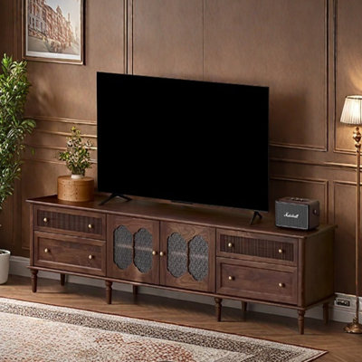 Meuble télé en bois massif de style médiéval
